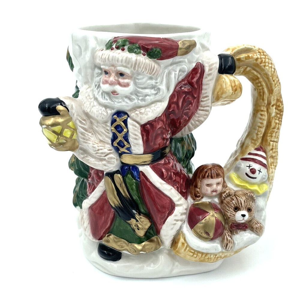 Fitz and Floyd Omnibus Classic Christmas Santa Mug Vintage 1994 EUC